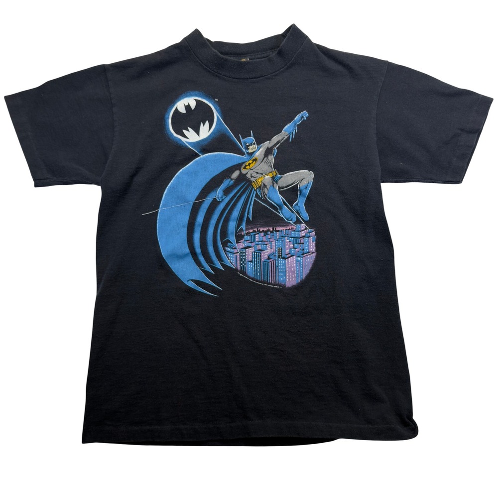 Vintage 1988 Anvil Batman DC Comics Youth XL Bat Signal Single Stitch T Shirt